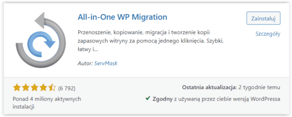 Wtyczka WordPress: All-in-One WP Migration