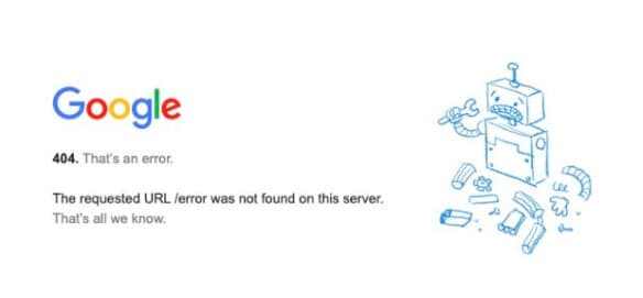 Błąd 404 - Google