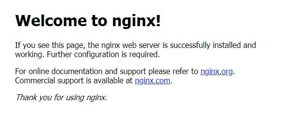 Strona powitalna nginx