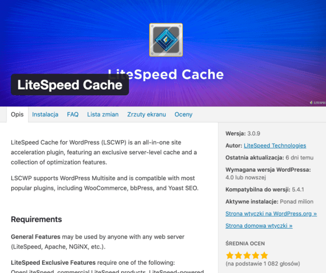 Wtyczka LiteSpeed Cache dla WordPress
